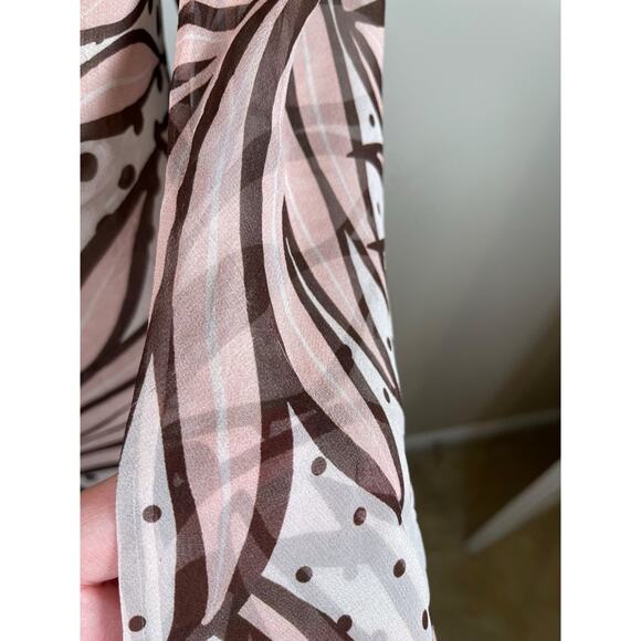 Retrofete Vienna Silk Long Sleeve Sheer Polkadot Leaves Maxi Dress Size Small - Picture 10 of 14